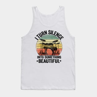 I Turn Silence Funny Drummer Gift Drums Vintage Metal Tank Top